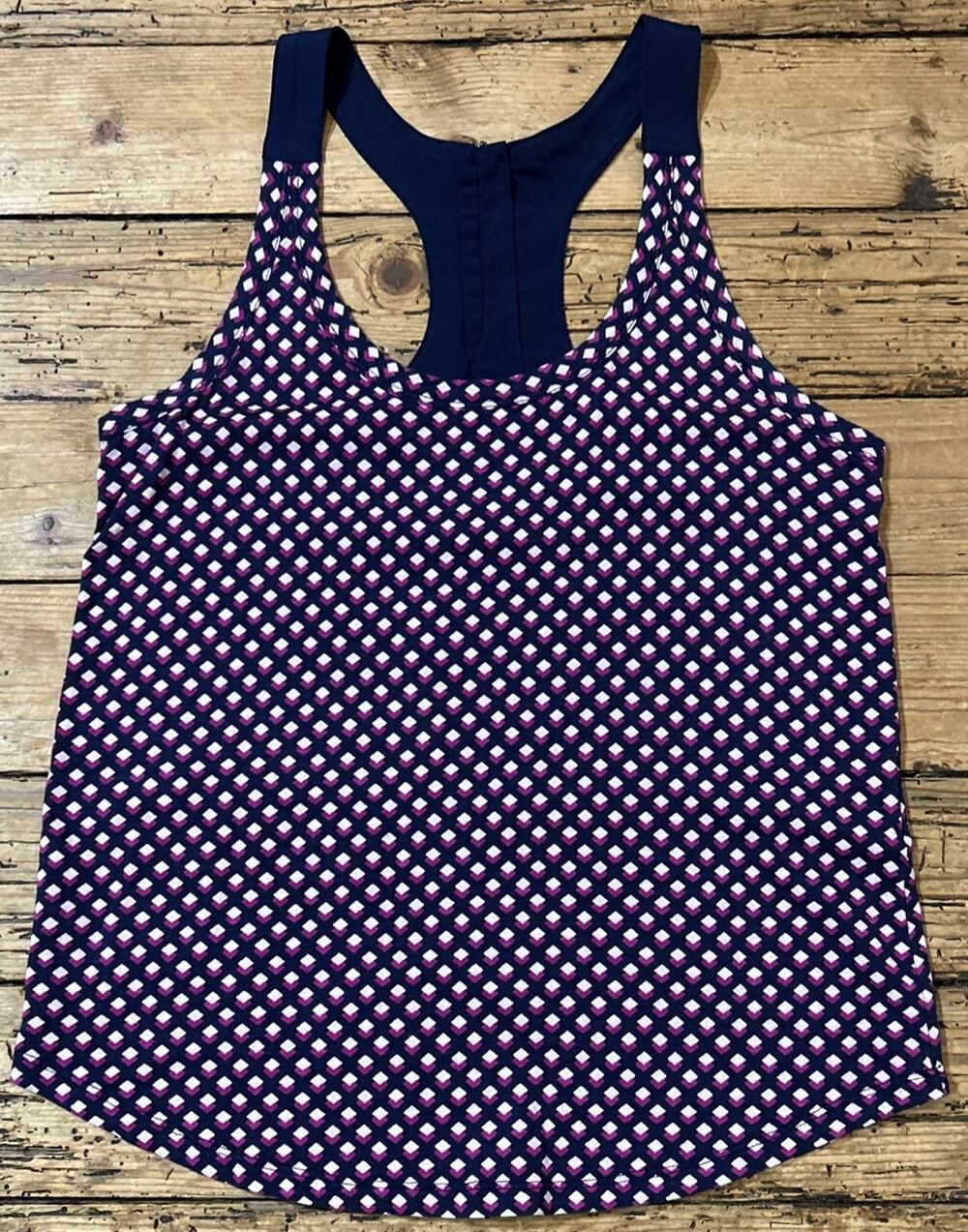 Banana Republic Women’s Blue/Purple Geometric Print Racerback Tank Blouse Size S